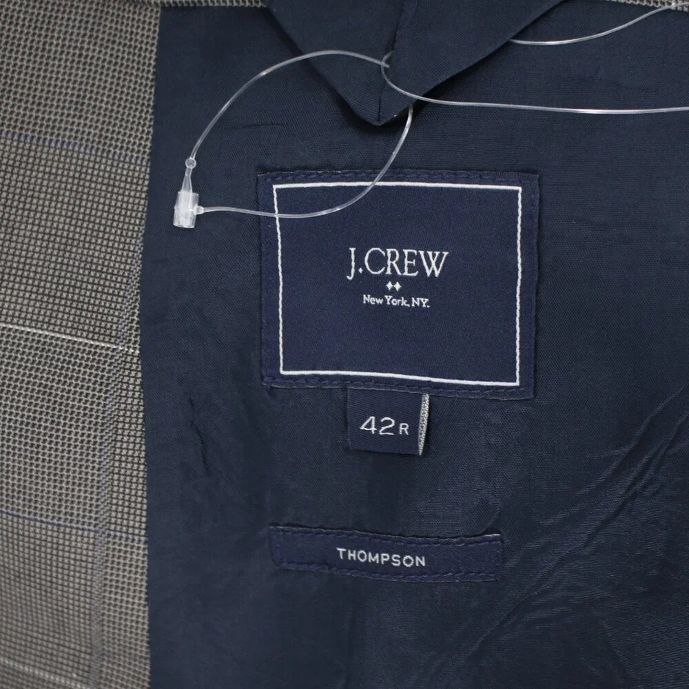 J Crew Sport Coat Mens 42R Thompson Cotton Windowpane Plaid‎ Single Breasted